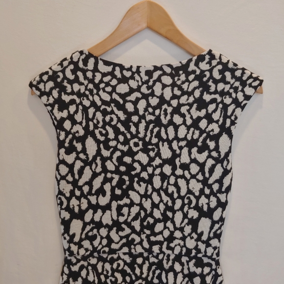 Aqua Black White Leopard Print Spotted Mini Dress - Picture 5 of 7